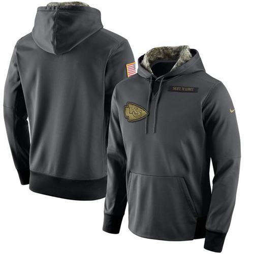 Men's Kansas City Chiefs Nike Anthracite Salute to Service Player Performance Hoodie - Click Image to Close